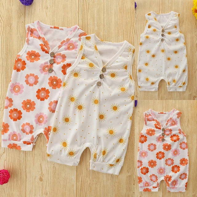 Newborn Baby Girls Floral Sleeveless Bodysuit Romper Jumpsuit Summer Costume AU