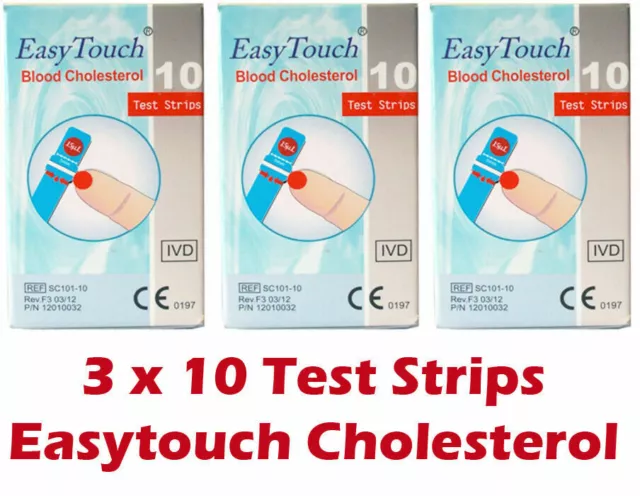 3 Boxes ( 10 Strips ) EasyTouch Easy Touch CHOLESTEROL Test Strips - EXP 2025