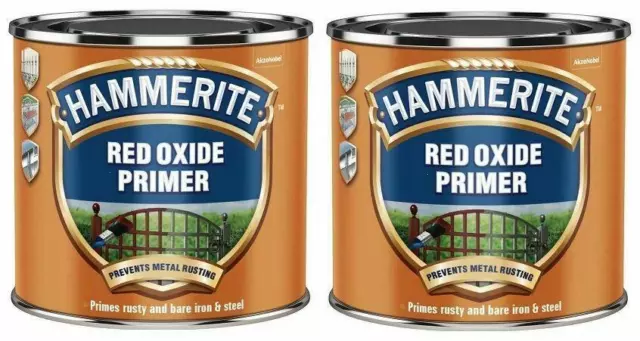2x Hammerite Red Oxide Primer For Metal BBQ Garage Door & Radiator 250ml