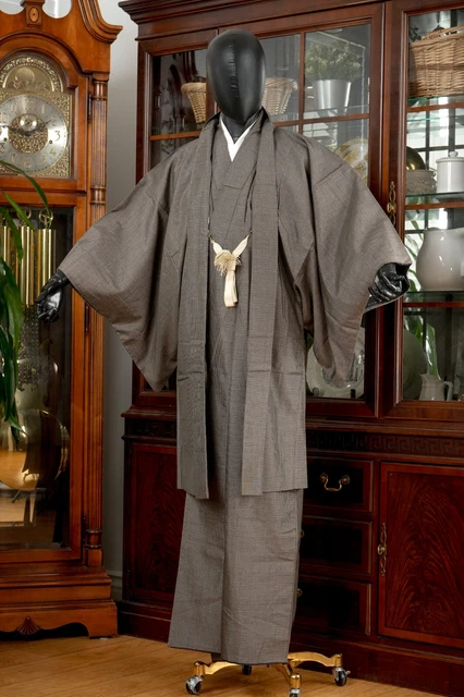 Dear Vanilla Japanese Silk Kimono/Haori Ensemble Set Men's Authentic Vintage