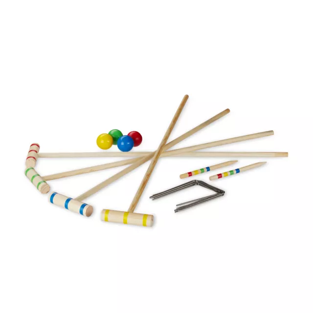 Krocket Spiel, Croquet Set aus Holz, 4 Spieler, Kinder & Erwachsene, Komplettset