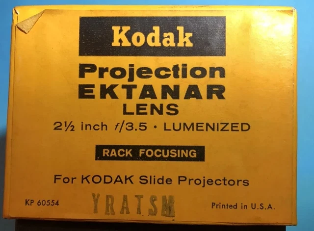 Lente de proyección Kodak Ektanar en caja lumenizada para proyectores de diapositivas Kodak