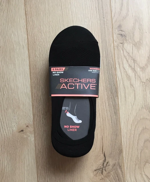 Ladies Skechers Active Size 3-7 No Show Liner Socks Pack Of 8 Free Postage