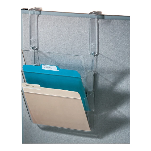 Office Depot Brand Plastic Letter-Size Hanging 3-Pocket Wall File, 8-1/2" x 13-