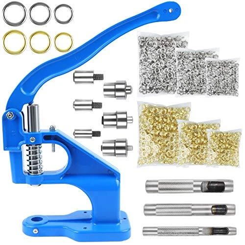 PIAOPIAONIU Hand Press Grommet Machine Grommets Eyelet Tool Kit with 3 Die