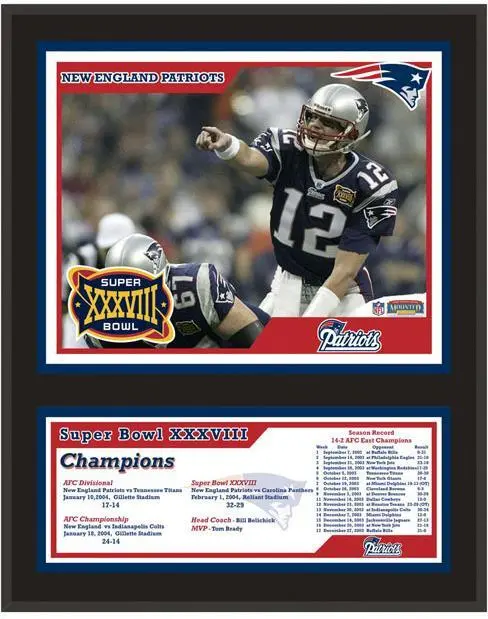 New England Patriots 12" x 15" Sublimated Plaque - Super Bowl XXXVIII - Fanatics