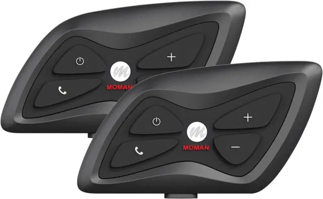 Moman H1 Impermeabile Interfono Moto, Auricolare Bluetooth Per Casco 2 Pezzi