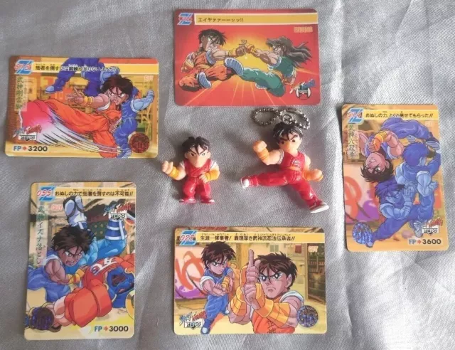 Street Fighter Guy Figures & Cards Set Bundle Retro Japan Bandai Carddass Capcom