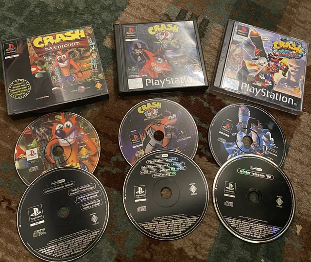 CRASH BANDICOOT BUNDLE PlayStation Ps1 Big Box Demos 1 2 3 Warped £96.
