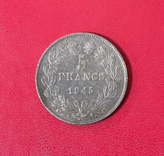 Belle monnaie argent 5 Francs 1845W Louis Philippe I, Roi des Français. Etat SUP