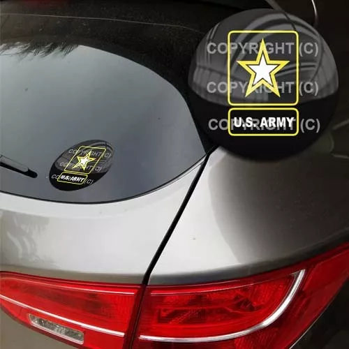 👀 Premium Heavy Duty Round 3M Custom Flat Window Sticker - US Army Blk