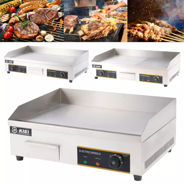 Large Commercial Electric Griddle Kitchen Hot Plate Countertop BBQ Grill Bacon
