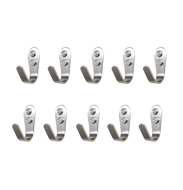 10Pcs Towel Coat Heavy Duty Stainless Steel Door Wall Mount J Hook Hanger Holder