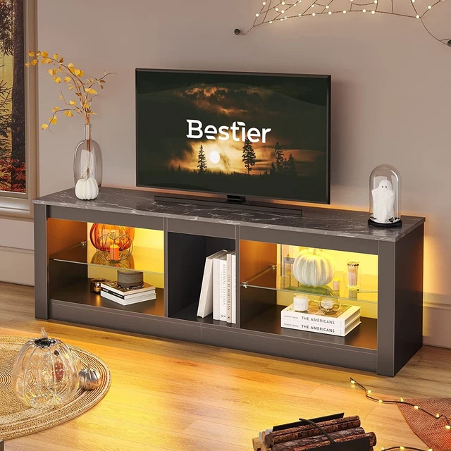 TV Stand Black Marble LED Entertainment Center for 55+ Inch TV Stand Black Marble LED Entertainment Center for 55+ Inch