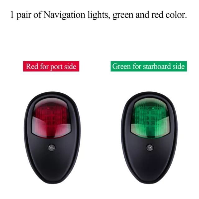 2 Pcs Impermeabile Barca Navigazione Luce Verde E Rosso Marine Led Dritta 12-24V