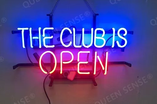 The Club Is Open Beer Bar Pub 17" Neon Lamp Light Sign Wall Decor Display Glass