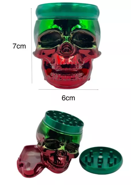 7cm Green Red Skull Herb Grinder 4 Layers Smoke Spice Tobacco Metal Crusher Gift