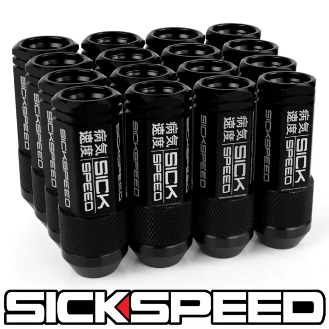 SICKSPEED 16PC Noir Aluminium Étendu 50MM 2 PC Écrou Écrous Roues 1/2X20 N30