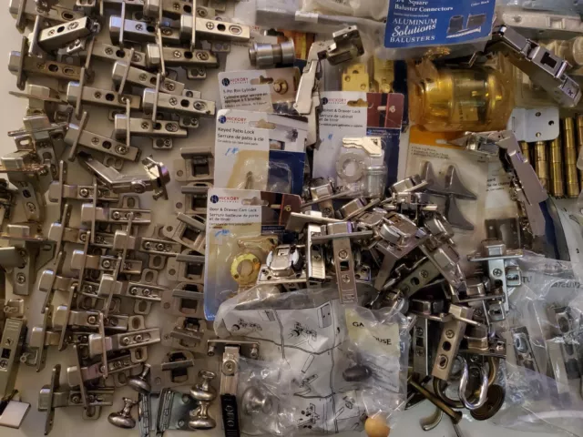 HUGE Lot of Cabinet Hinges Drawer Pulls Knobs Locks Coat Hooks Hardware