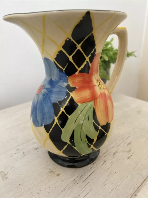 Art Deco Authur Woods Hand Painted Jug Pitcher Vase 8 Inch Tall