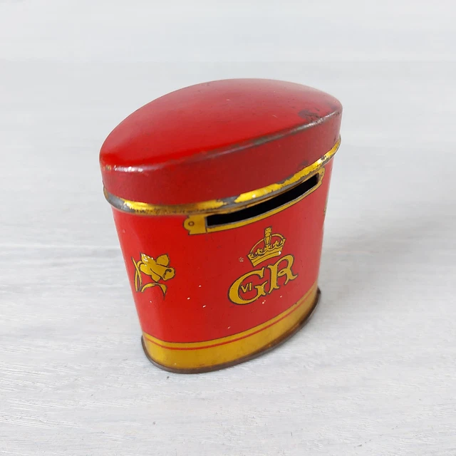 VINTAGE GEORGE VI Coronation OXO Cube Post Box Money Box Tin ca.1937 ...