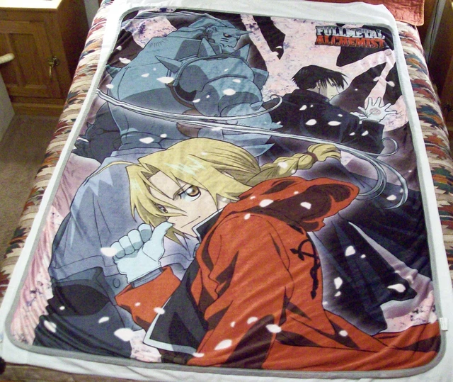 Vintage Full Metal Alchemist Throw Blanket Edward Elric Alphonse Anime 46" x 60"
