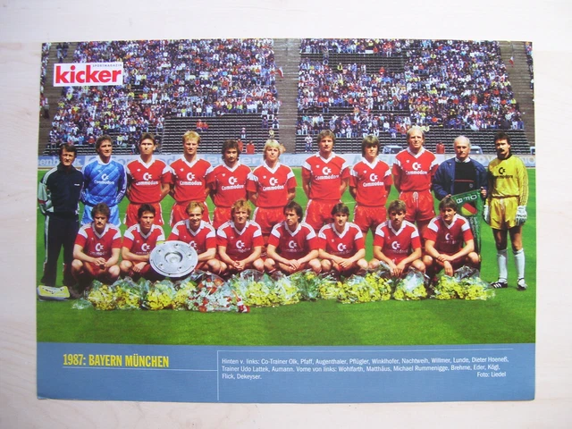 MANNSCHAFTSBILD FC BAYERN München Deutscher Meister 1987 Kicker