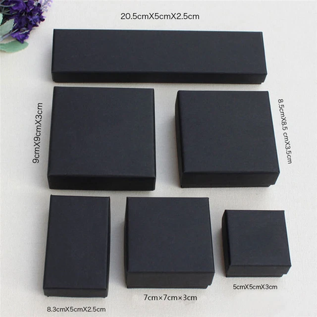 Black Paper Boxes Package Case Ring Necklace Earrings Bracelet Jewelry Gift.we
