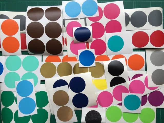 100x 25mm Coloured DOT STICKERS Round Sticky Adhesive Spot Circles VINYL Labels