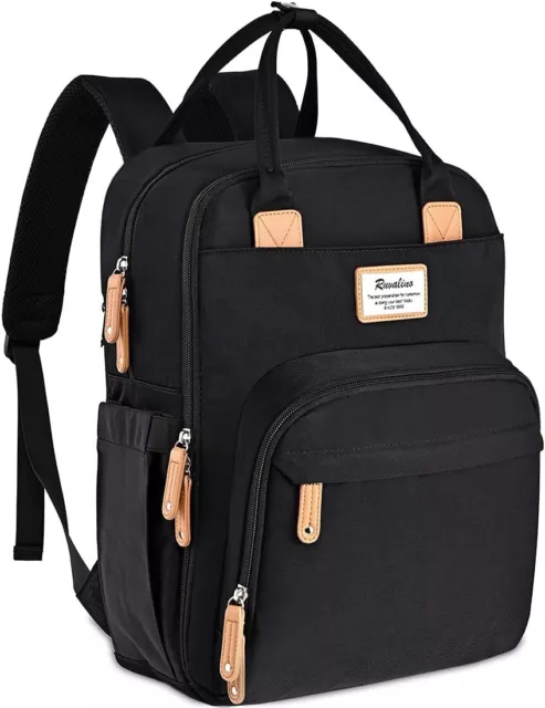 RUVALINO Diaper Bag Backpack - Multifunction Travel BLACK Maternity Baby NEW