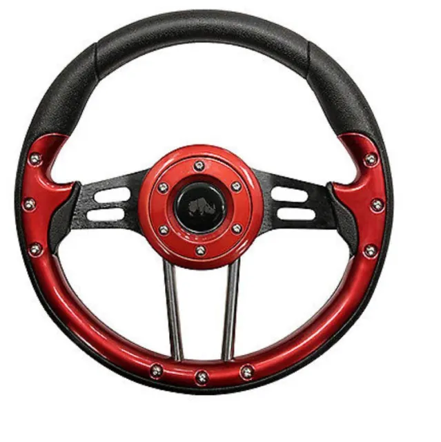 Golf Cart Steering Wheel- Red w/ Black Spokes 13" Diameter