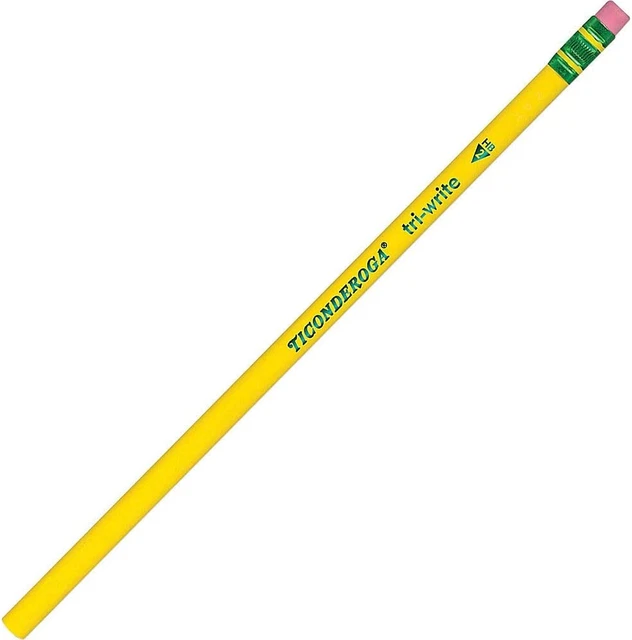 Ticonderoga Tri-Write Triangular Pencils, Wood-Cased #2 HB Soft, Yellow, 12-Pack