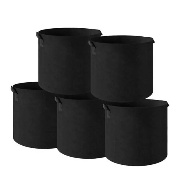 5 Pk Plant Grow Bags Fabric Pot Nursery Soil Bag with Handles Thickened Nonwoven