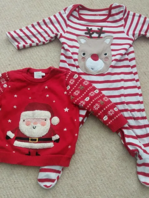 Unisex 6 Months Christmas Sleepsuit and Jumper Xmas Bundle - 6M Baby Boys/Girls