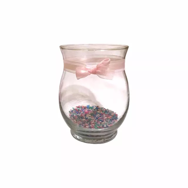 Cute Glass Fish Bowl Pet Aquarium Tank Pink Ribbon Bow
