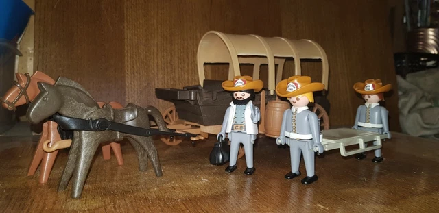 0106 PLAYMOBIL CUSTOM Acw Guerre Secession Diligence Sudiste & Cav + 1 Fant EUR 45,00 - FR