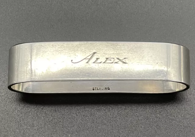 Sterling Silver Napkin Ring Name Engraved “Alex”