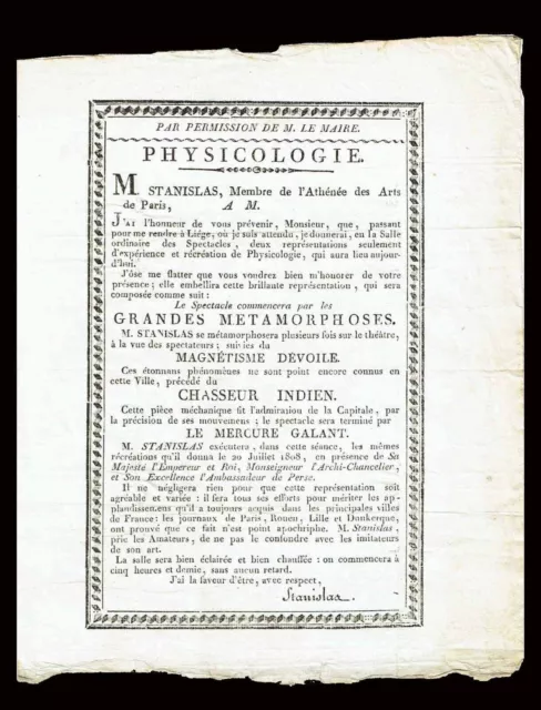 Invitation de Stanislas prestidigitateur 1810 magicien escamoteur cups and balls