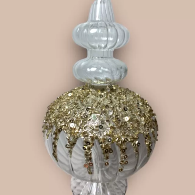 Großer Glaszapfen Ornament Glasanhänger Weihnachten Goodwill 36cm Glas Perlen 3