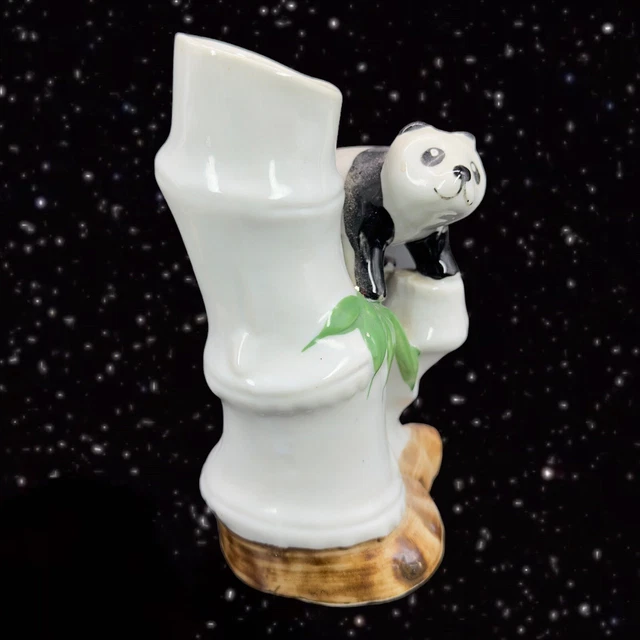 Ceramic Vase Planter Baby Panda On A Bamboo Tree Painted 6”T 2”W 2