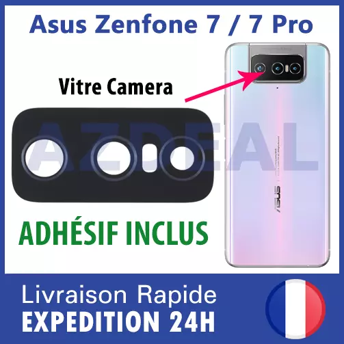 Vitre lentille caméra arrière Asus Zenfone 7 ZS670KS / 7 Pro ZS671KS + ADHÉSIF