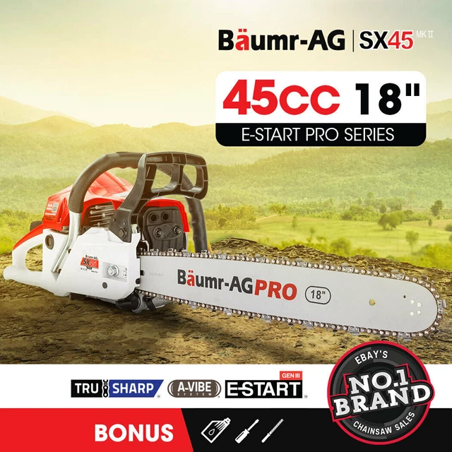 BAUMR-AG 45cc Petrol Chainsaw Commercial 18" Bar Chain Saw E-Start Tree Pruning