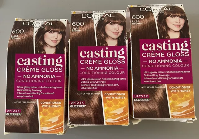 3x Lot  L’Oreal Paris Casting creme gloss no ammonia 600 Light Brown hair dye