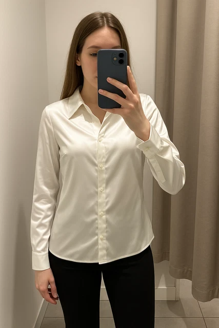 Camicia Donna Maniche Lunghe In Poliestere - Elegante Per Ufficio E Casual - Foto 9