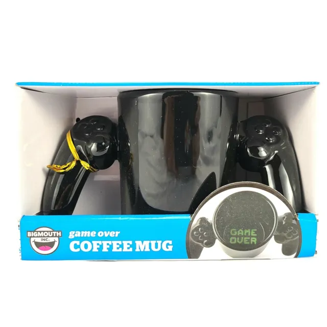 NIB Game Over Coffee Mug Big Mouth Inc Black Ceramic Cup Playstation Controller
