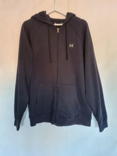 Felpa con cappuccio Under Armour grande nera cerniera manica lunga allenamento leggera uomo