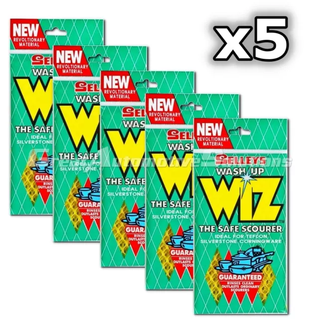 Selleys Wash Up Wiz x5 Safe Scourer Cloth Non Scratch Wizz Ideal For Teflon