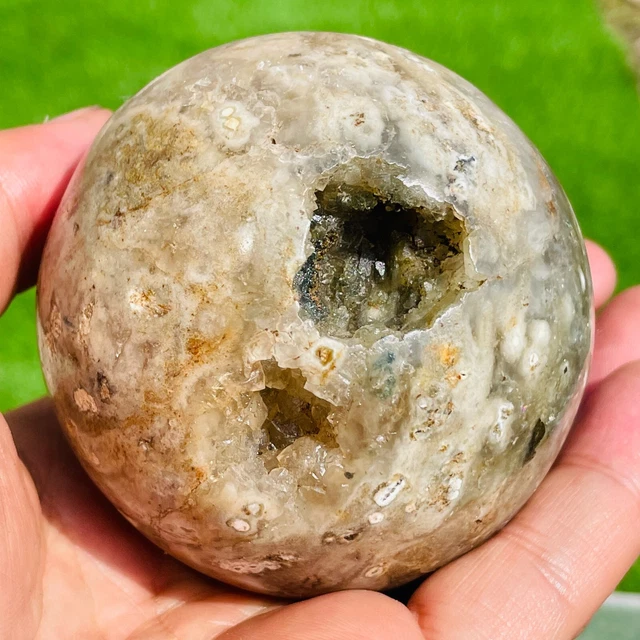 426g Natural Ocean Jasper Sphere Geode Quartz Crystal Ball Specimen Healing
