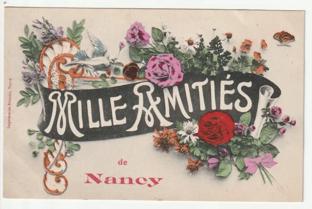 NANCY - CPA 54 - Carte Souvenir de Nancy - Mille Amities et fleurs
