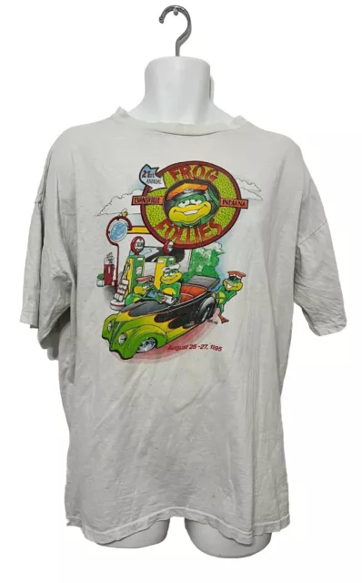 Vintage 1995 90's Frog Follies 🐸 Hot Rod Classic Car Show Men's T-Shirt Sz 2XL 2